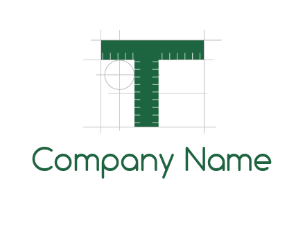 letter T as ruler construction logo