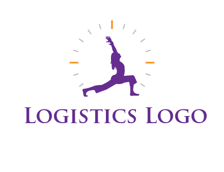 woman doing yoga with clock ticks logo