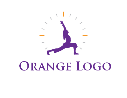 woman doing yoga with clock ticks logo