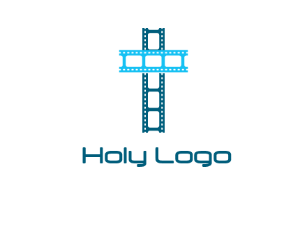 cross and film reel logo