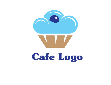 cloud forming cupcake with berry food logo