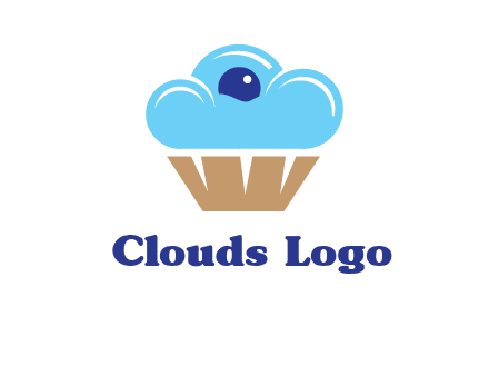 cloud forming cupcake with berry food logo