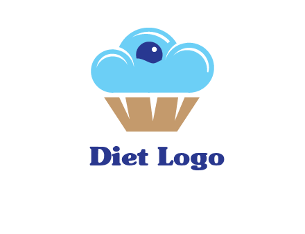 cloud forming cupcake with berry food logo