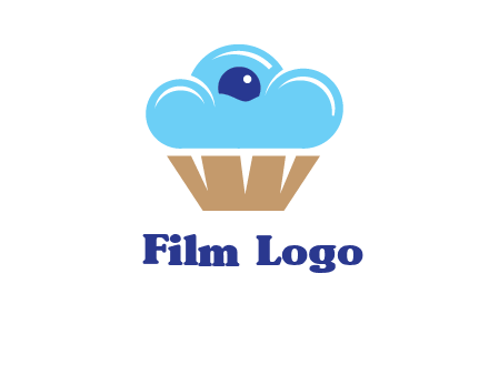 cloud forming cupcake with berry food logo