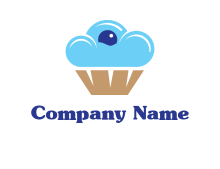 cloud forming cupcake with berry food logo