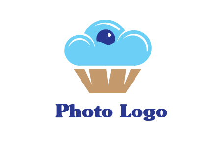 cloud forming cupcake with berry food logo