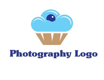 cloud forming cupcake with berry food logo