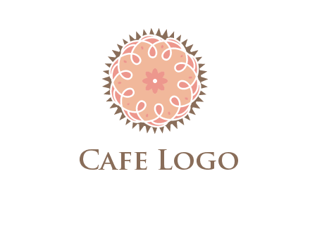 abstract spiral cupcake with flower food logo