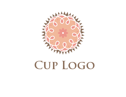 abstract spiral cupcake with flower food logo