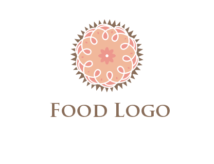 abstract spiral cupcake with flower food logo