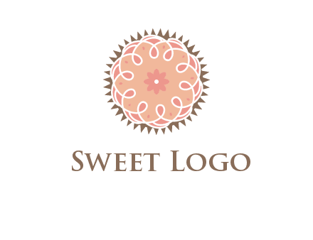 abstract spiral cupcake with flower food logo
