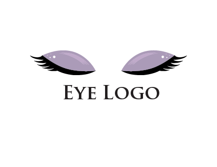 closed eyes with makeup and big eyelashes beauty logo