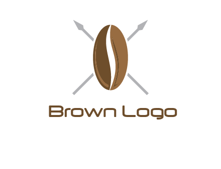 spears behind coffee bean as shield food logo