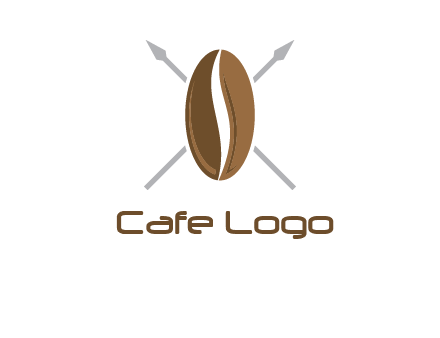 spears behind coffee bean as shield food logo