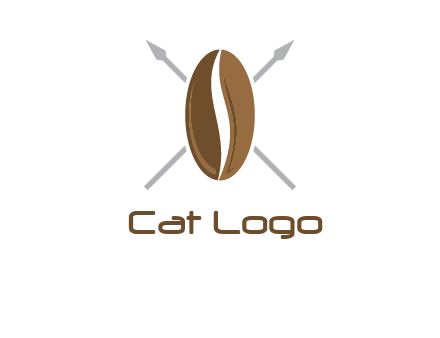 spears behind coffee bean as shield food logo