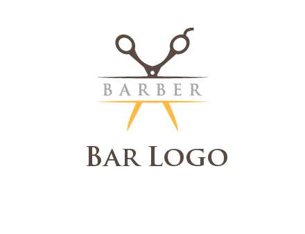 open scissors in barber logo