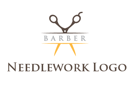 open scissors in barber logo