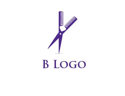 comb and scissors barber logo