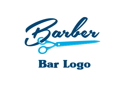 scissor entwined with barber logo