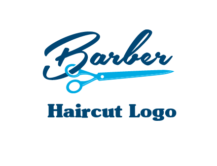 scissor entwined with barber logo