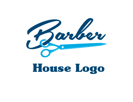 scissor entwined with barber logo