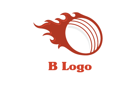 cricket ball fire sports logo