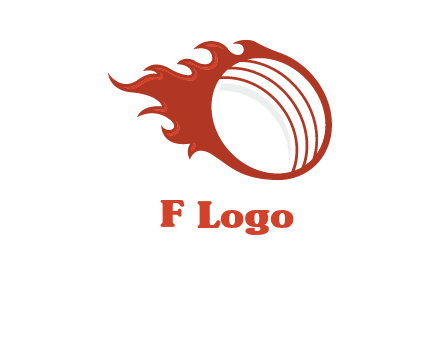 cricket ball fire sports logo