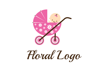 baby in stroller childcare logo