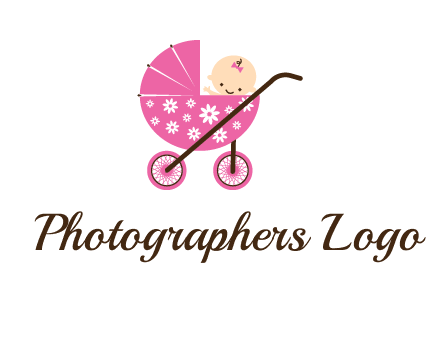 baby in stroller childcare logo