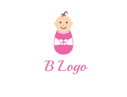 childcare logo with a baby in pink