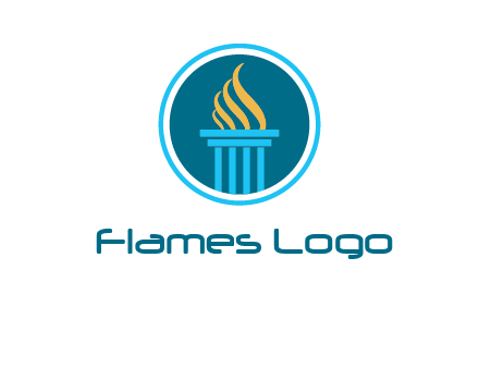 pillar with flames logo